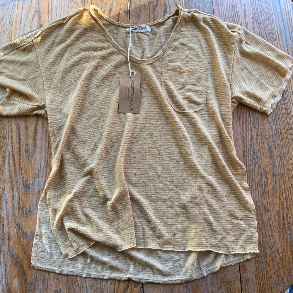 PROJECT SOCIAL T stripe pattern knit v-neck /vented side T/NWT/M